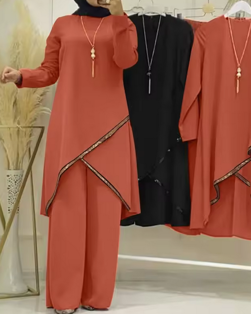 Sequined Woman Salwar Kameez Suits Two Pieces