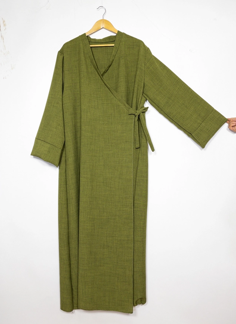 Long Large Abaya With Stitched Side Belt